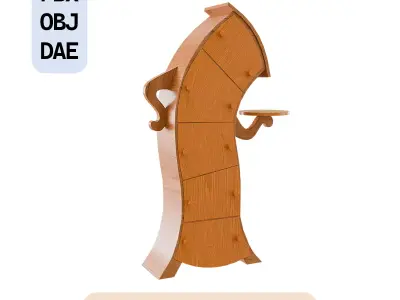 Fantasy wooden drawer Low-poly 3D model