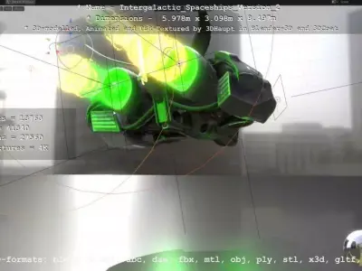 High quality spaceship game ready low poly Low-poly 3D model