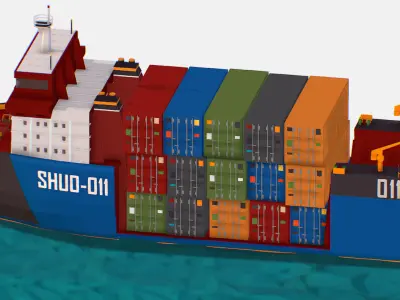 Heavy Lift Vessel Big Boat Low-poly 3D model