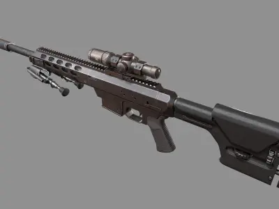 Tac 21 Sniper rifle Game ready  Low-poly 3D model