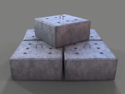 Concrete Block Low-poly 3D model purchase