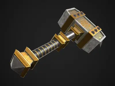 Fantasy Hammer 04 Low-poly 3D model