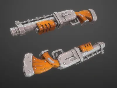Stylized Shotgun Weapon Low-poly 3D model purchase