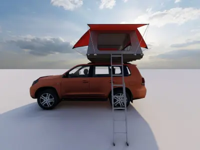 Vehicle Top Tent Model Low-poly 3D model