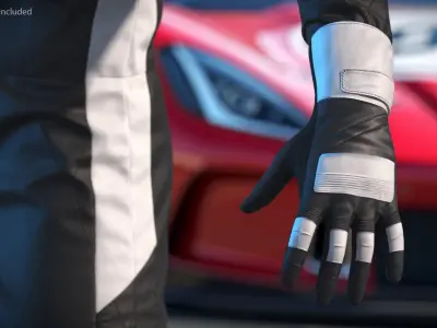  Professional Motorsport Gloves with Extended Cuff Black and White 