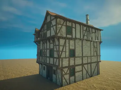 Medieval old House7-interior and exterior design Low-poly 3D model