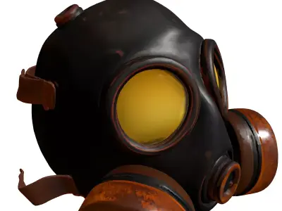 Weathered Gas Mask PBR Model Low-poly 3D model