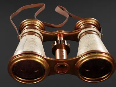 Antique Binoculars Low-poly 3D model