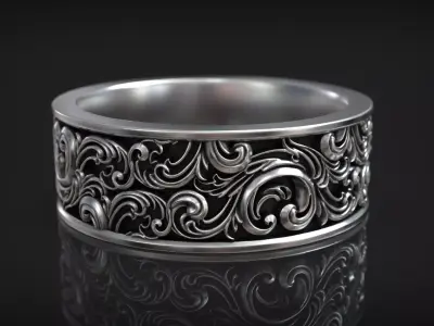 Vintage Floral Ornate Royal Heraldic Baroque Pattern Band 3D print model