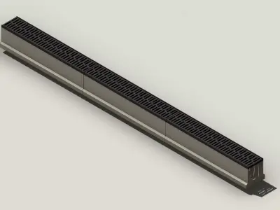 Concrete Trench Drain System V150 3000mm Modular Drainage Channe 3D model