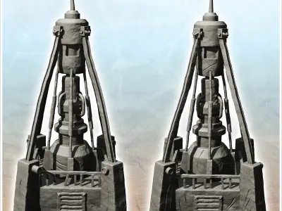 Relay station on platform with broadband antenna -11- 3D print model