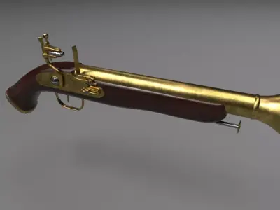 Flintlock gun Brass Low-poly 3D model