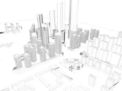 Urban highrise building ancillary building commercial 3D model get