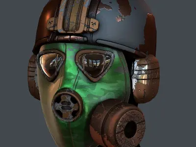 Gas mask helmet 3d model scifi Low-poly  Low-poly 3D model 45