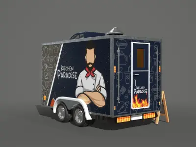 Food Trailer Truck Low-poly 3D model