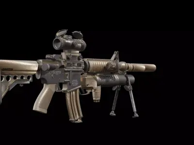 Modern Tactical Carbine Rifle Model M4 Weapon Game Ready Low-poly 3D model