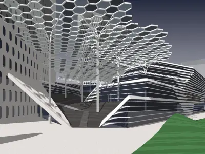 Sketchup Commercial Hotel Office Complex K1 3D model