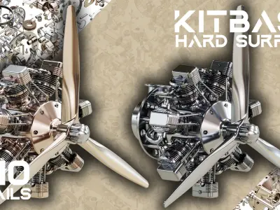HARD SURFACE KITBASH Quad Surface Mesh Propeller Engine Kit Low-poly 3D model