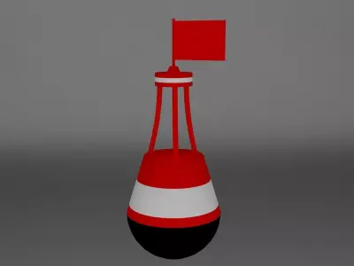 Low-poly Buoy with flag Low-poly 3D model