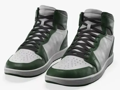 Retro Basketball High Top Footwear Green 3D model