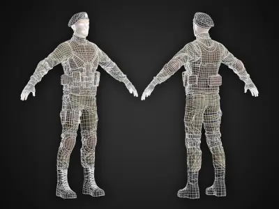 Military Spy Khaki Skin Low-poly 3D model