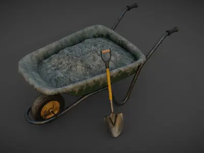 wheel barrow Low-poly 3D model shop