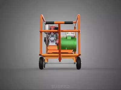 HANDLE WHEELED DOLLY TROLLEY DIESEL POWER GENERATOR SET GENSET 3D model