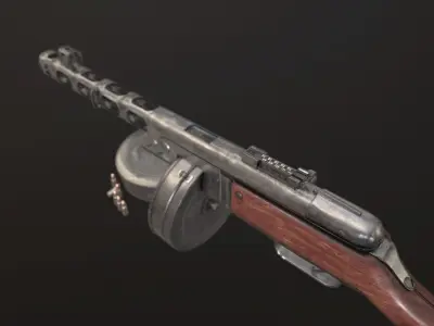 PPSh-41 submachine gun Low-poly 3D model buy