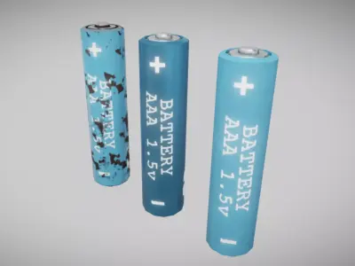 AAA Battery PBR Low Poly Game ready Blue Low-poly 3D model