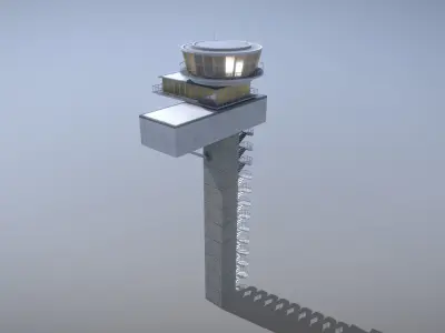 Airport Control Tower EDDF DFS ATC Frankfurt Airport Low-poly 3D model