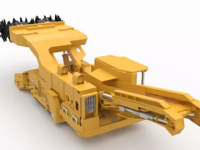 Heavy-Duty Continuous Miner for Rock Extraction 3D model