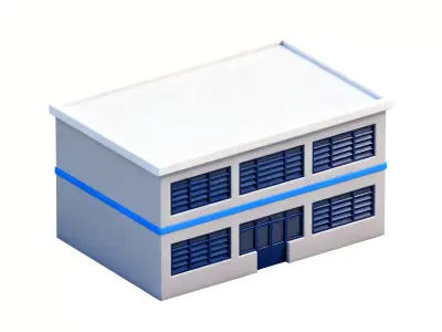 Stylized Modern Suburban School 3D Model Low-poly 3D model