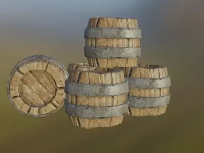 Rusty Old Barrel Low-poly 3D model