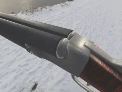 LowPoly DoubleBarrel Shotgun Low-poly 3D model
