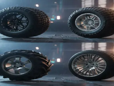 Realistic Wheels  Tires 3D Pack Off Road Sport  Truck Collection 3D model