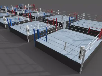 PBR Modular Professional Wrestling Rings 20ftx20ft Low-poly 3D model