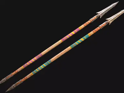 Medieval Wooden Spear Lance Weapon Low-poly 3D model