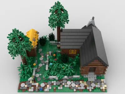 small medieval wooden house  3D model