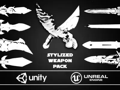 Stylized Weapon Pack Low-poly 3D model buy