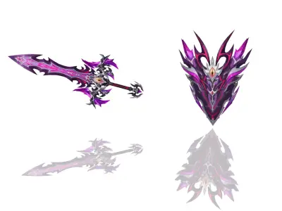 Succubus - Sword and Shield Low-poly 3D model