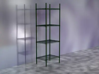 Wire Shelves - 24 inches X 18 inches X 72 inches in green epoxy Low-poly 3D model