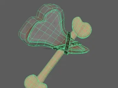 weapon wooden stick with heart Low-poly 3D model