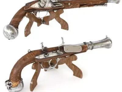 Pistols two flintlock 3D model