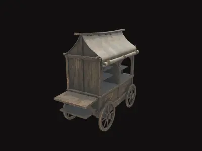 Medieval Cart V02 Low-poly 3D model