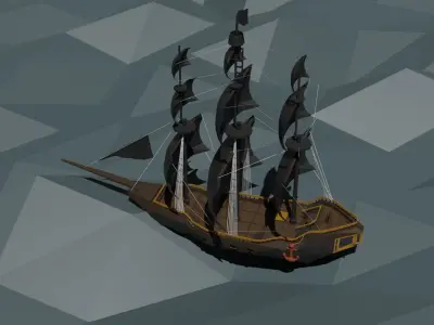 Low Poly Pirate Ship Low-poly 3D model order