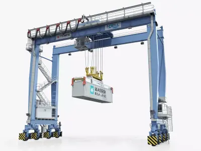 Rubber-Tyred Gantry Crane 3D model