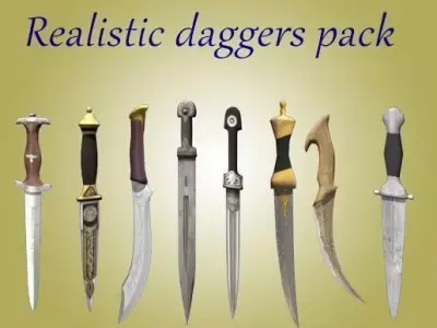 Realistic set of daggers Low-poly 3D model