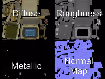 Retro Military Console Model Pack for Vintage Themed Projects Low-poly 3D model