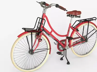 Red Vintage City Bicycle 3D model