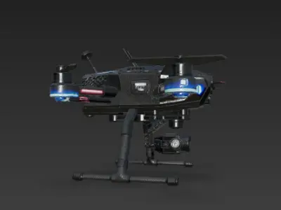Futuristic Drone - Quadcopter with LED navigation lights 3D model